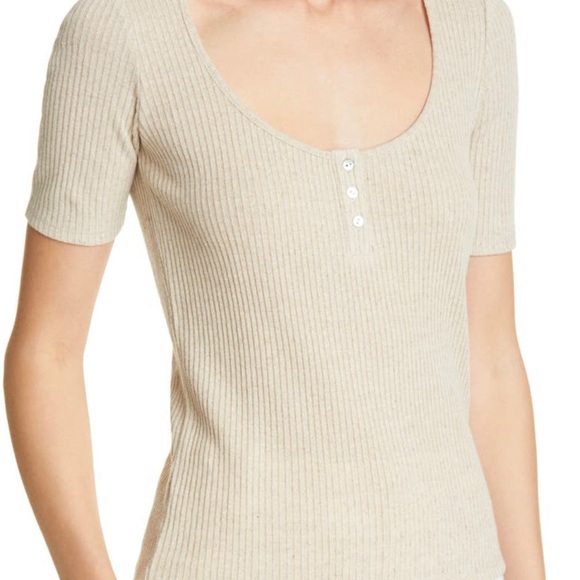 Vince Linen Henley Scoop Neck Top Natural Color - Picture 9 of 11